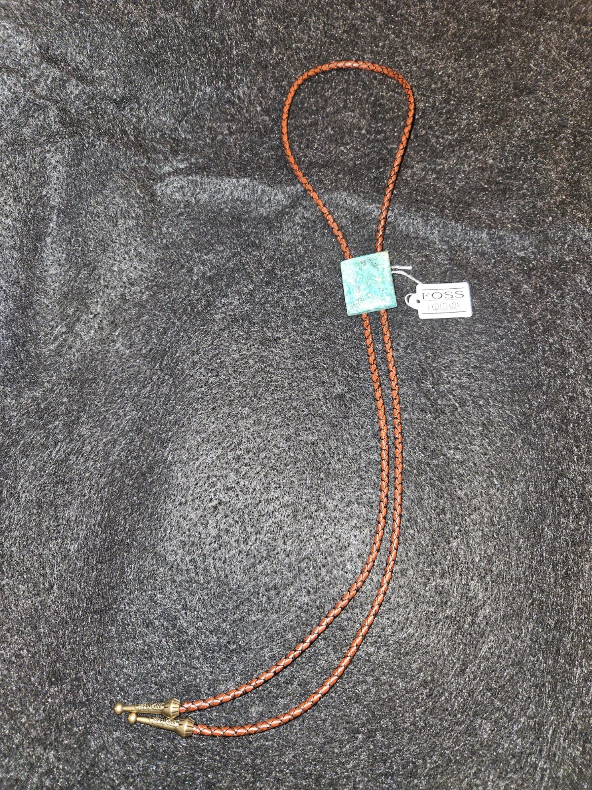 Beautiful South American Turquoise Bolo Tie – Leather – Nickel/Brass