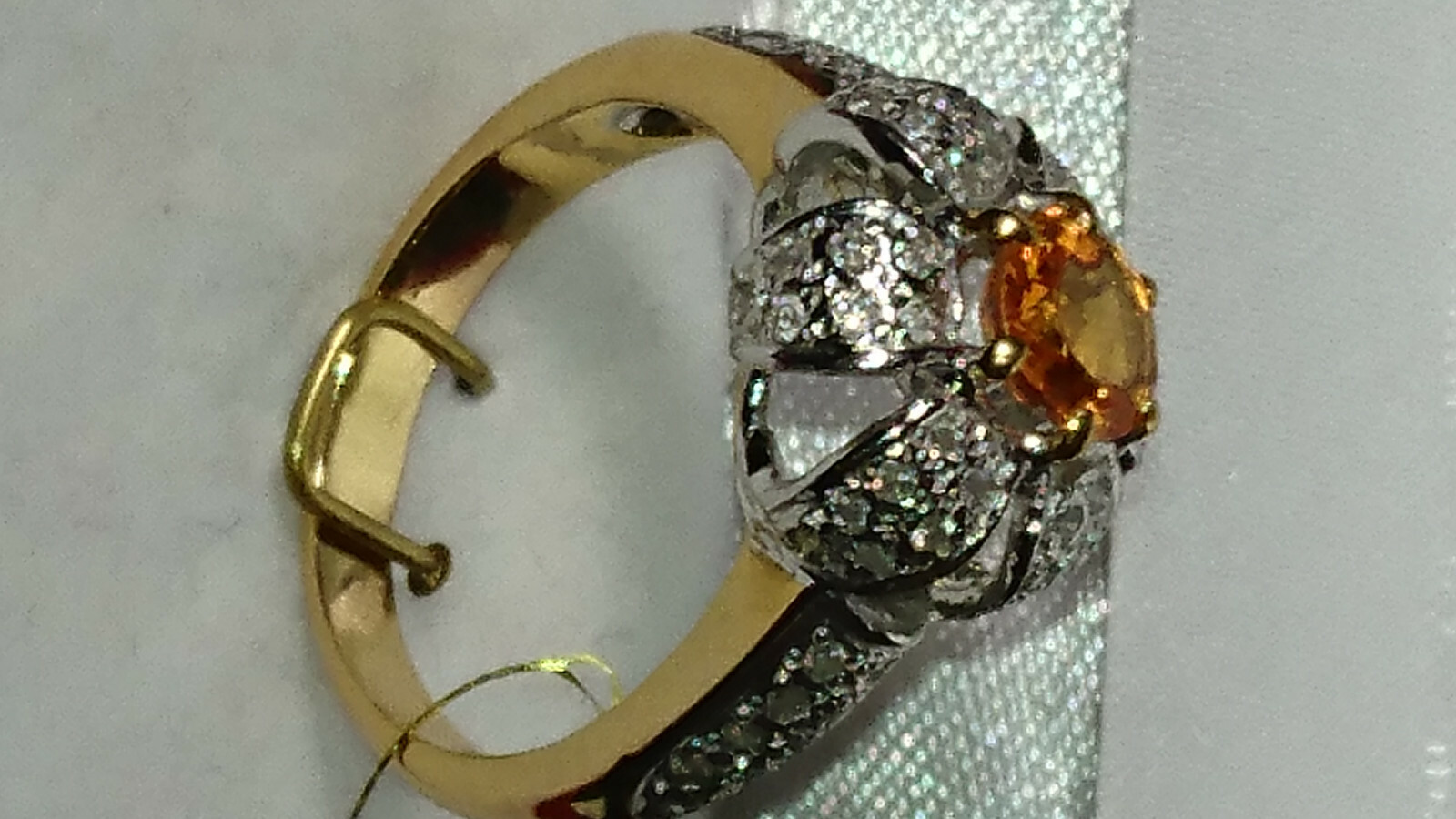 60 BRILLIANT Excellent!!!! Ladies gold ring 585 with sapphire!, size 16.5-17