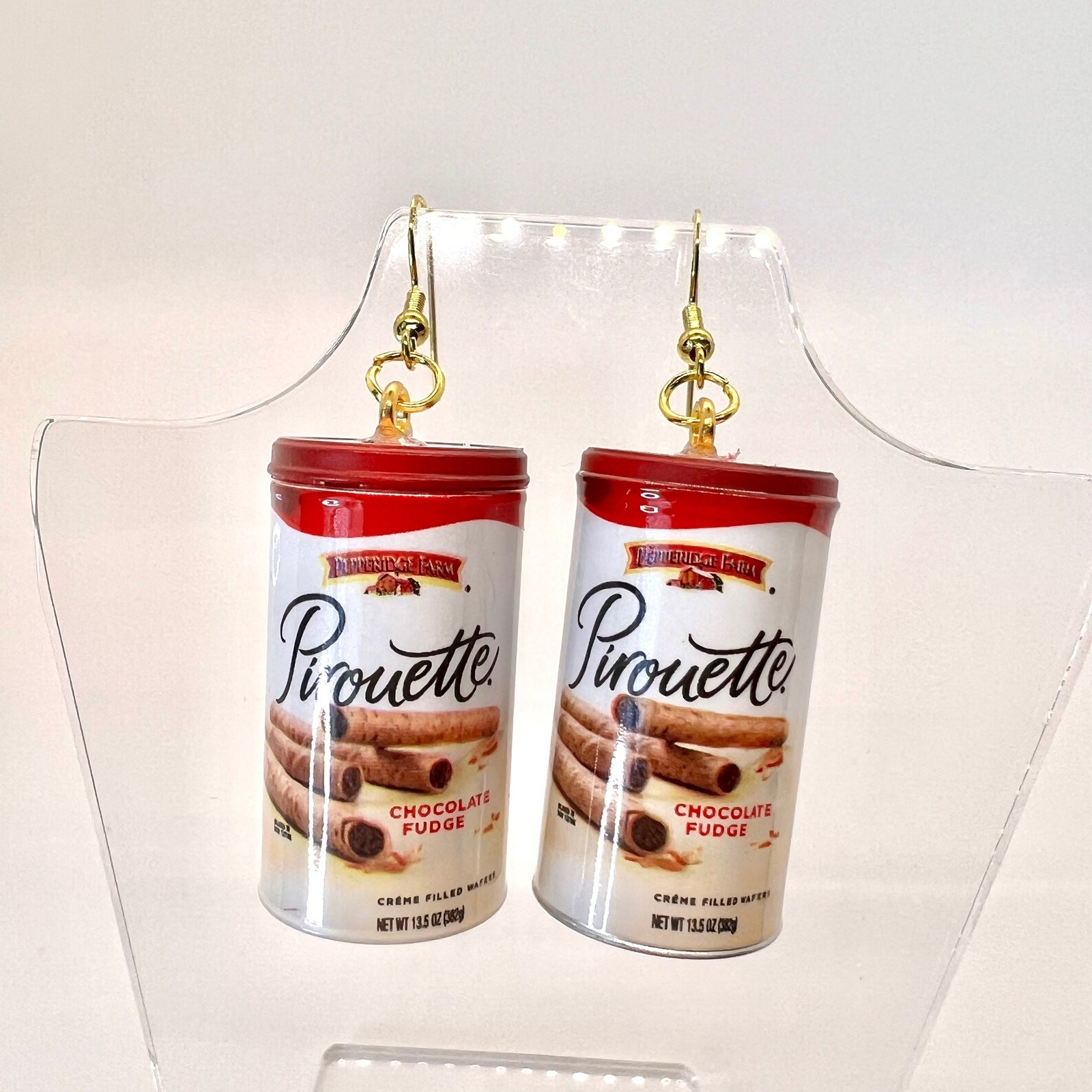 Pirouette Cookie Earrings – Mini Wafer Snack Dangles – Retro Foodcore Cute