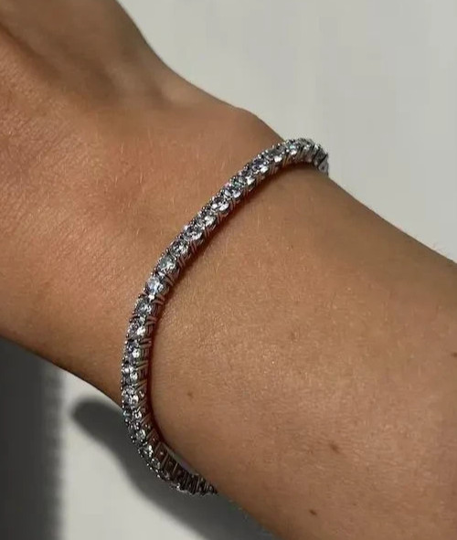 6.60CT Round Cut Natural Diamond Engagement Tennis Bracelet 14K White Gold