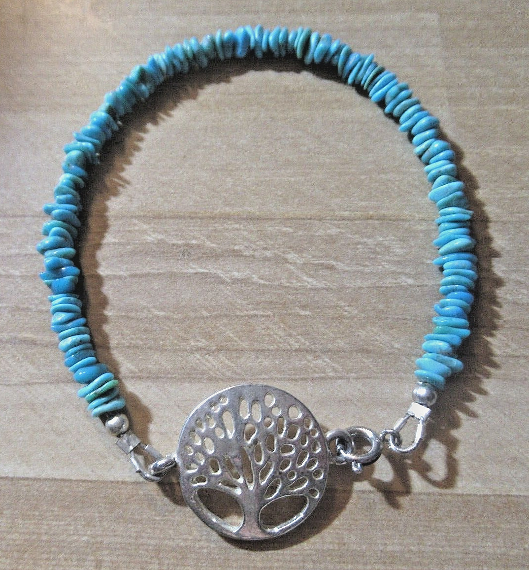 SLEEPING BEAUTY TURQUOISE 8″ SM FLAT NUGGET BRACELET 3mm To 5mm NUGGETS #417