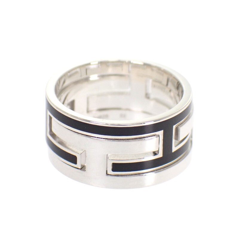 Hermes Move Ash Ring US6-6.25 Silver 925 Black #53 441604