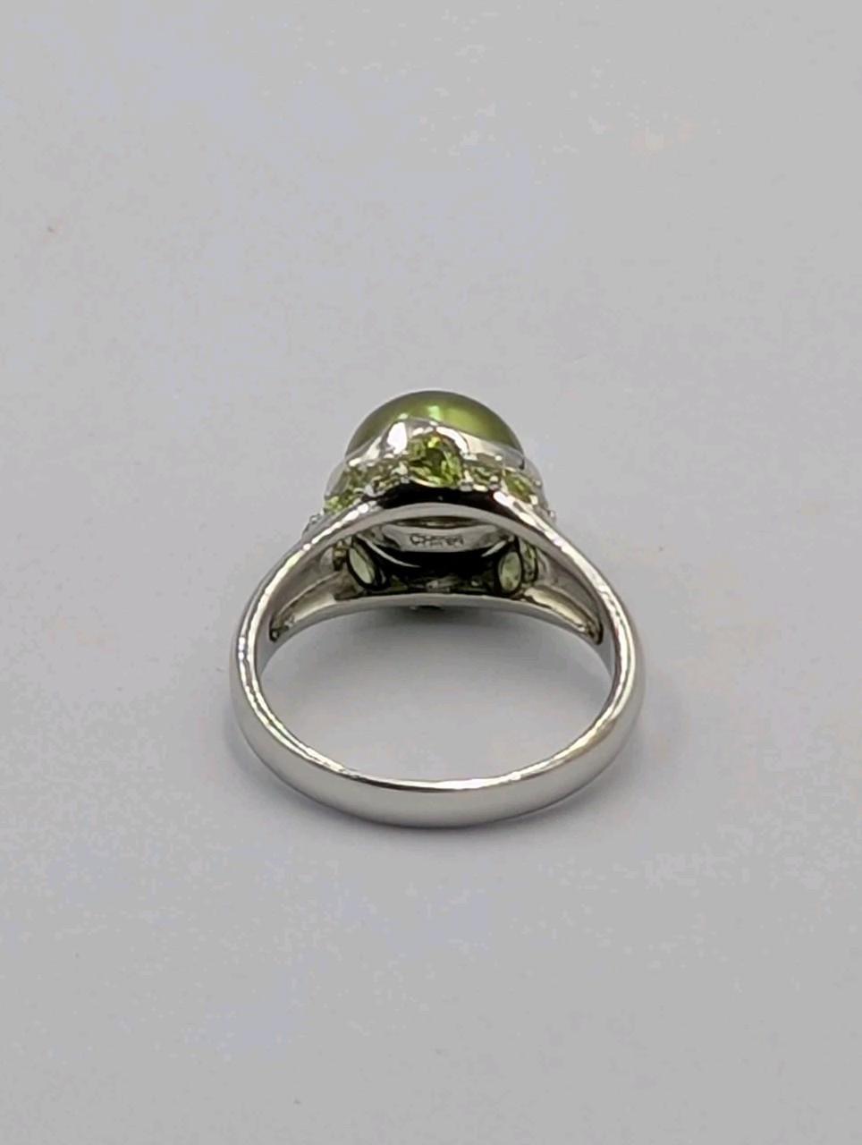 Honora Sterling Silver 11.3mm Dyed Green Pearl Peridot Cocktail 925 Ring Sz 9.75