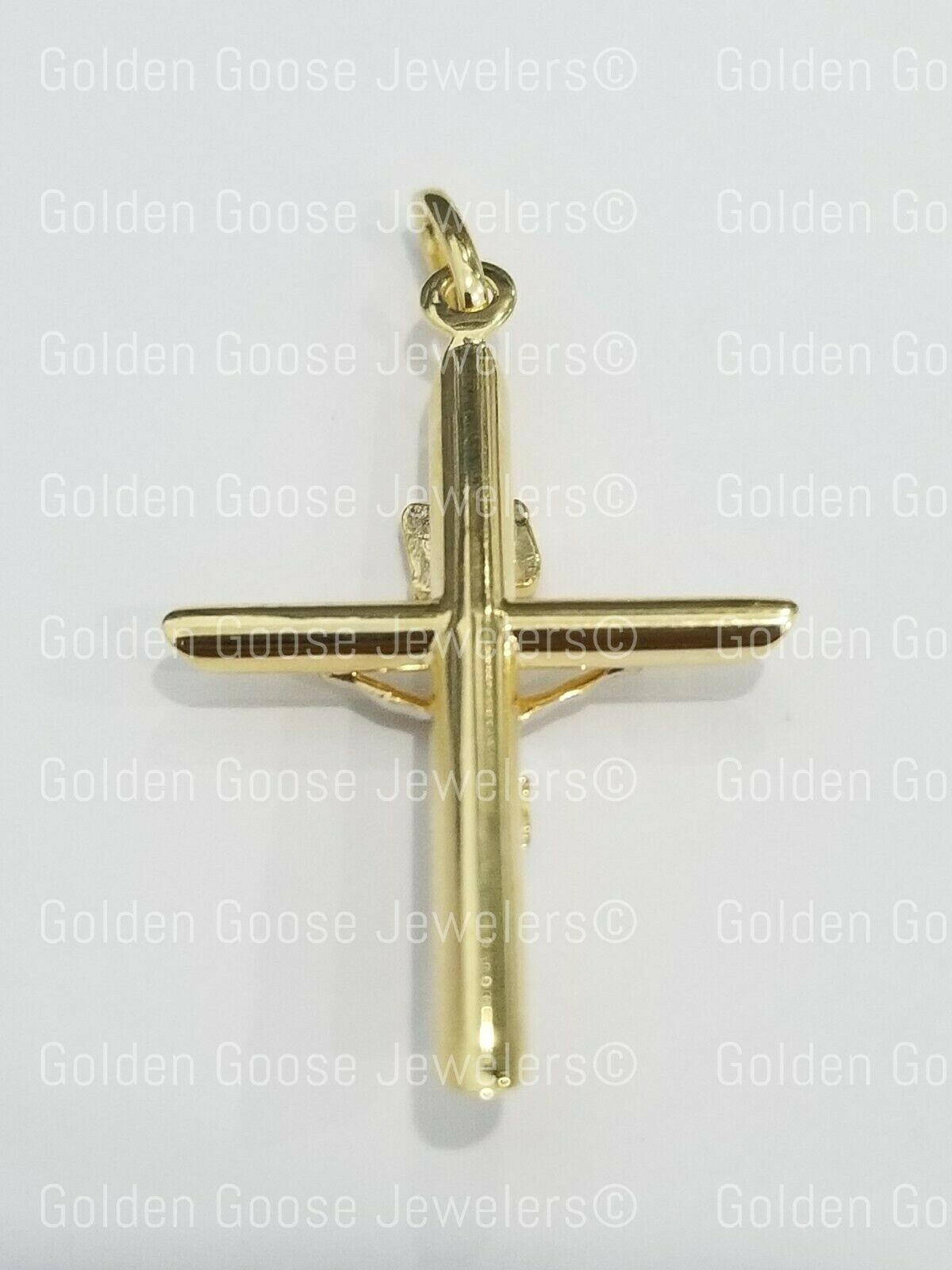Sale Real 14K Yellow White Gold Jesus Cross INRI Tube Pendant Charm Religious