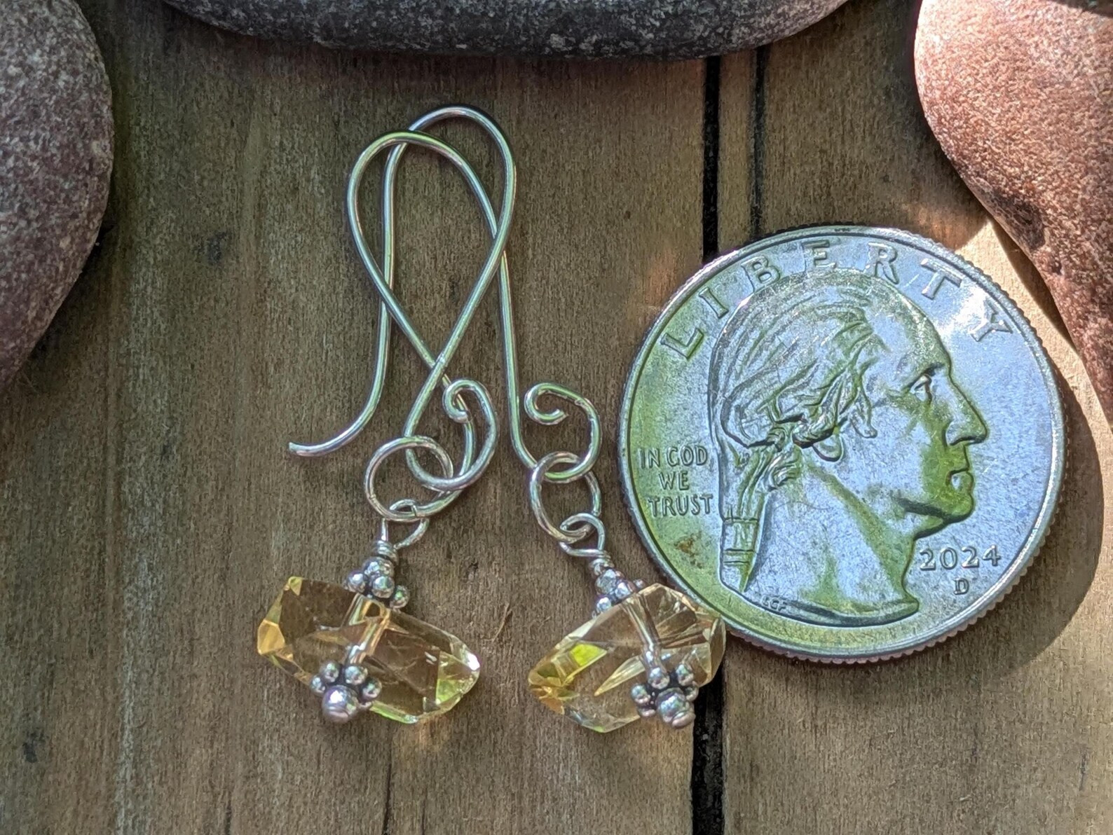 Citrine and Sterling Silver Earrings | November Birthstone