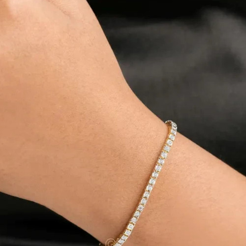 Wedding Festival sale ! Round Natural Diamond Tennis Bracelet 14k Yellow Gold