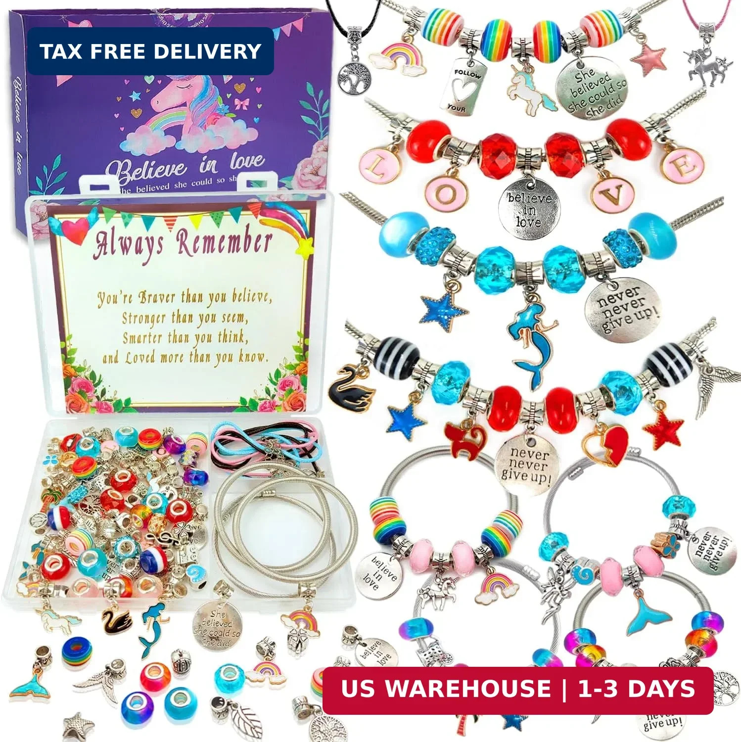 Charm Bracelet/Jewelry Making Kits for Kids Girls,Unicorn Birthday Gifts,Arts Cr