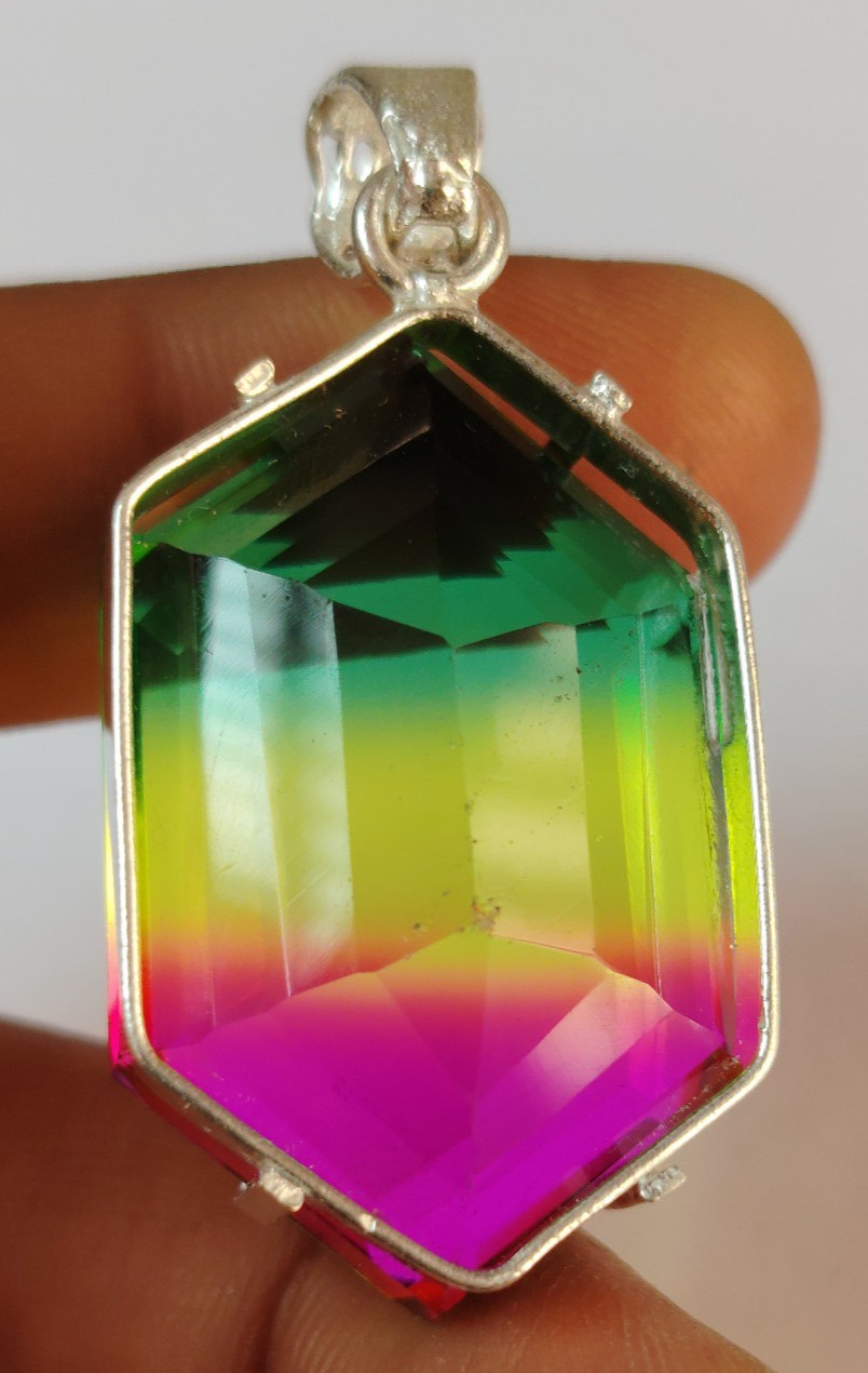99.40 Ct. Tourmaline Fancy Cut Pendant Sterling Silver Pendant Gemstone Jewelry