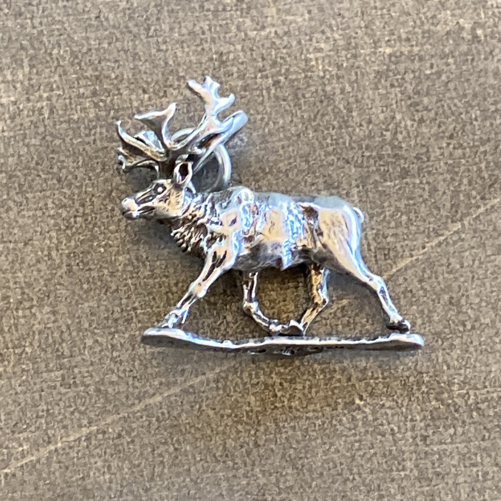 Sterling Silver Solid 3D Caribou Reindeer Elk Deer Stag Charm Pendant