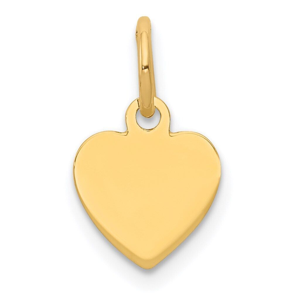 14k Yellow Gold Plain .009 Gauge Engravable Heart Disc Charm Pendant 0.27g