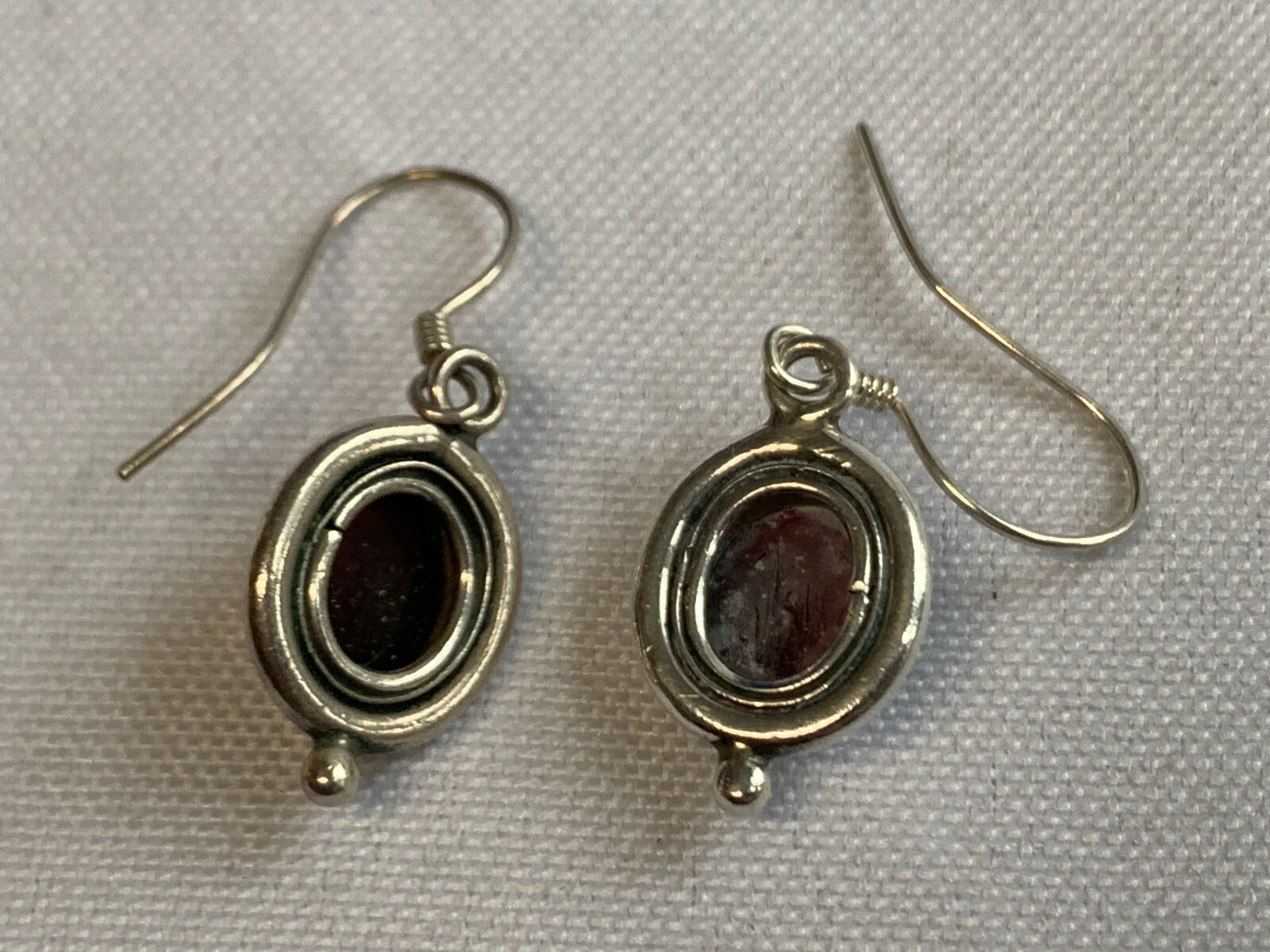 Sterling Silver Dangle Earrings 5.59g Fine Jewelry Dangle Garnet Color Stones