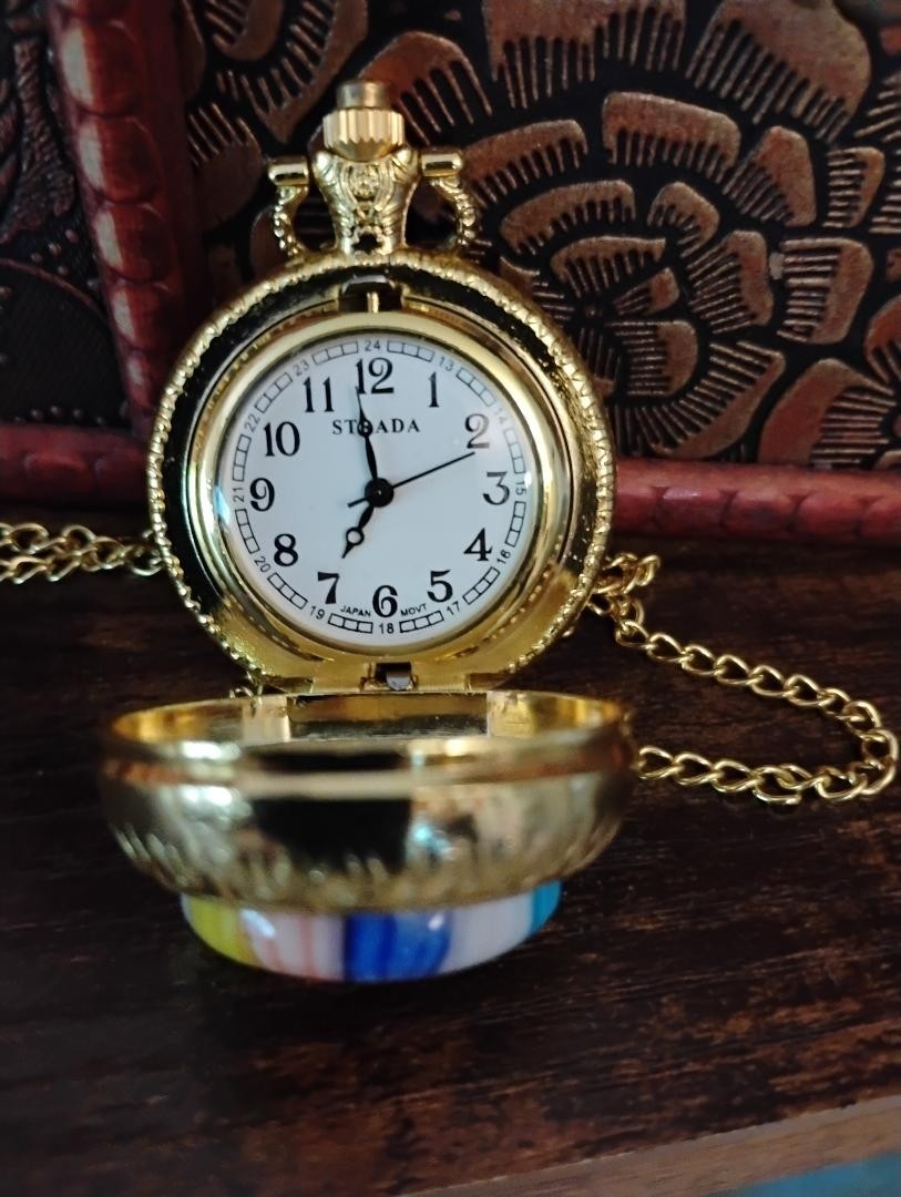 Strada Rotating Multi Murano Style Japanese Movement Pocket Watch