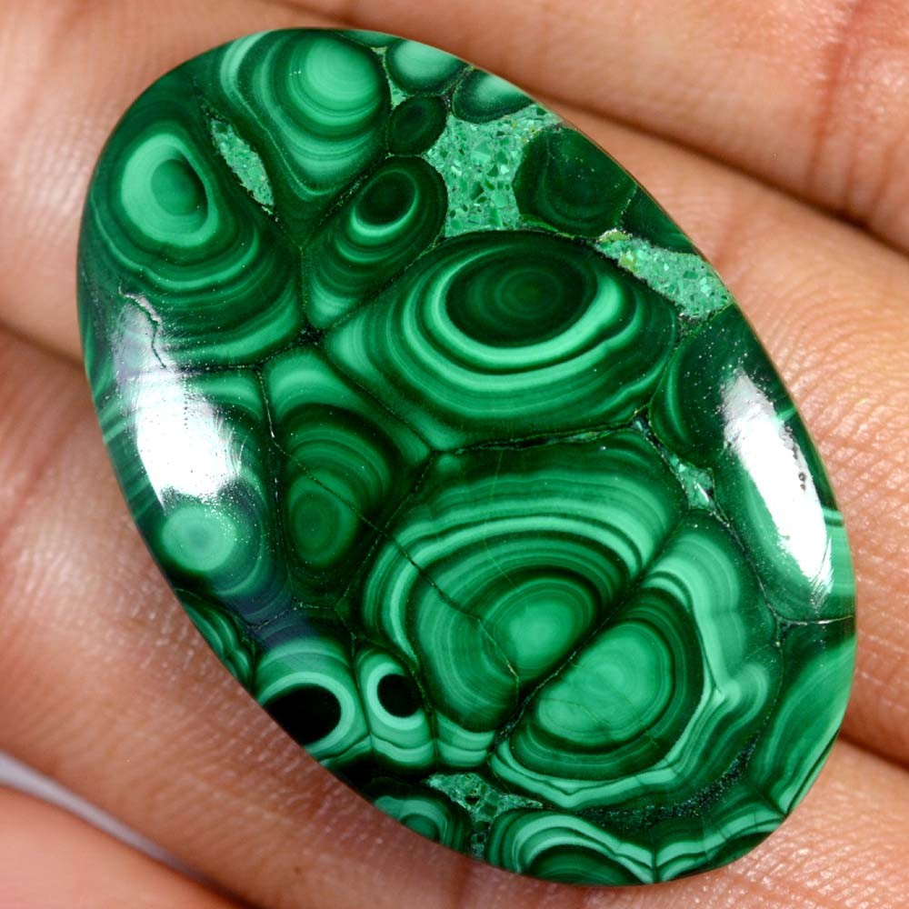 80.85 Cts 100% Natural MAJESTIC MALACHITE Cabochon 26x41x05mm Loose Gemstone T53