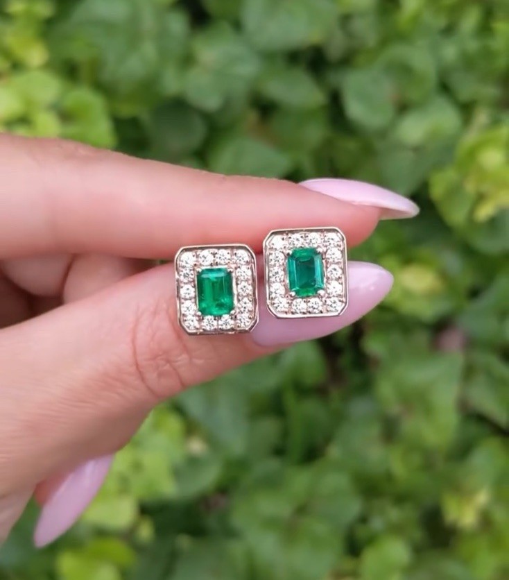 14k Gold Emerald Earrings Natural Zambian Emerald Earrings 14k Solid Gold