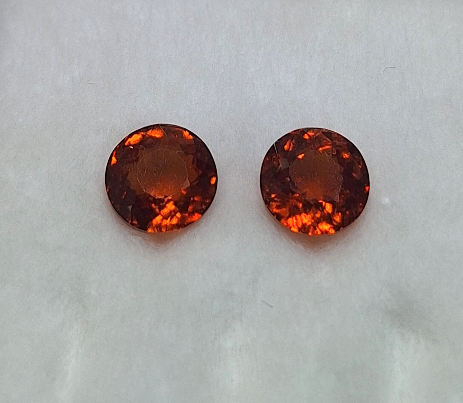 2/7.90 Cts Super Quality Natural Orange Color Hessonite Round Shape Gemstone