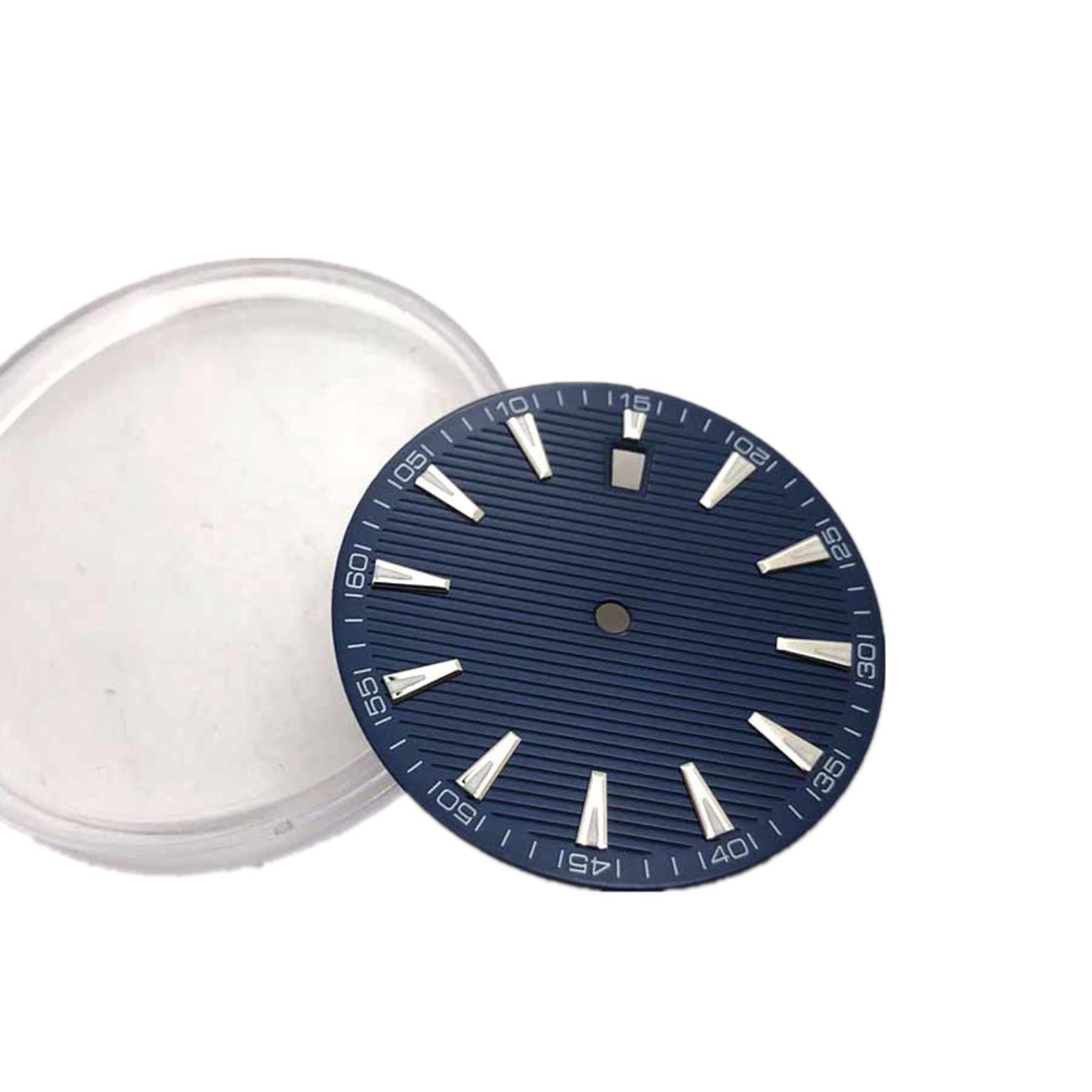 33.5mm Blue Watch Dial Face Plate Date @3 For NH35/NH35A Movement Replacement J
