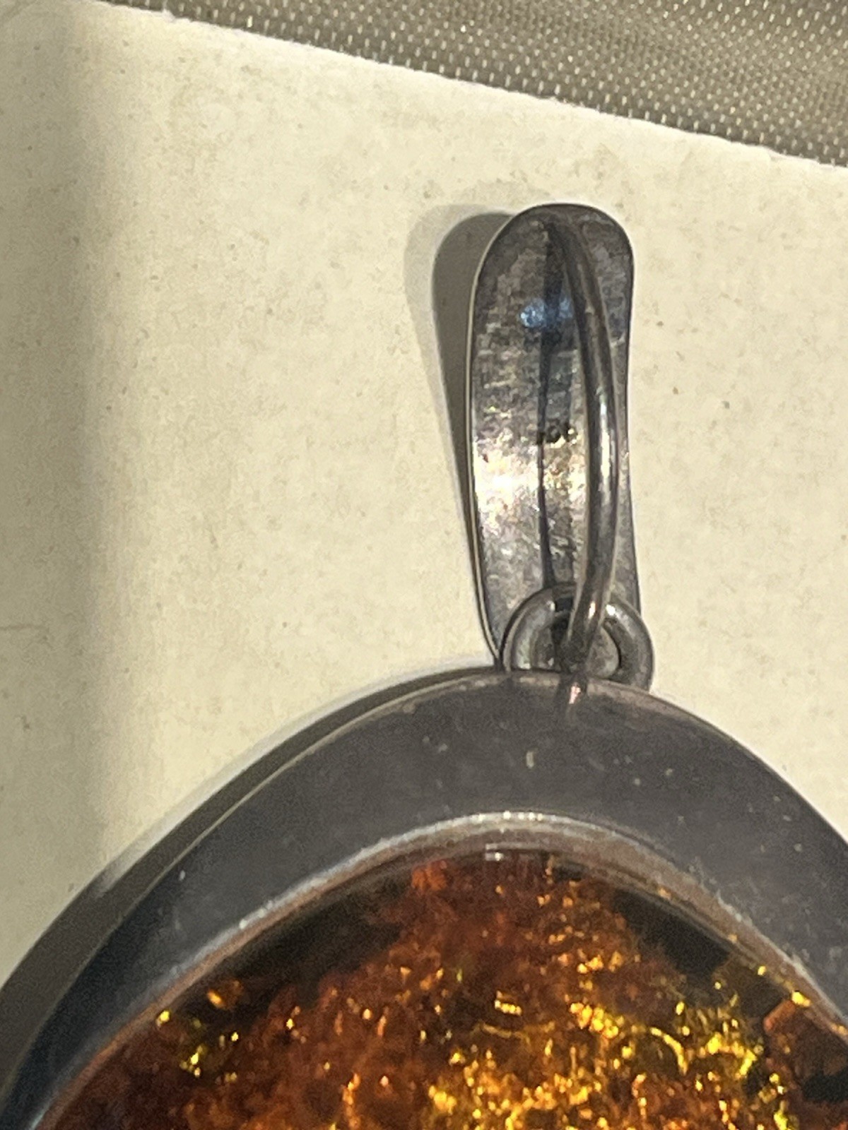 Vintage .925 Sterling Silver Baltic Amber Pendant Modernist Statement 22.4g