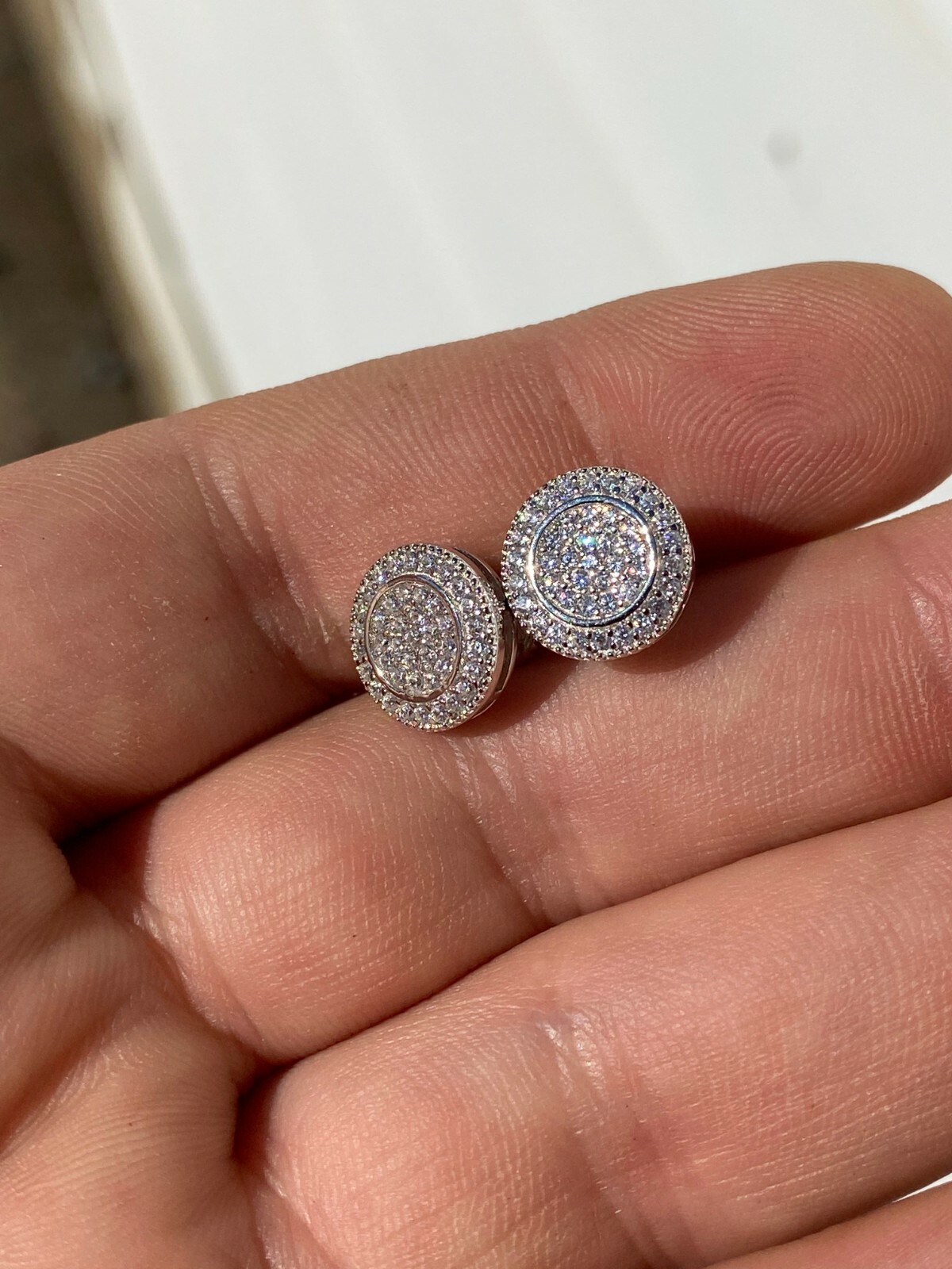 Real 925 Silver Iced Moissanite Hip Hop Men’s Earrings Studs Passes Tester