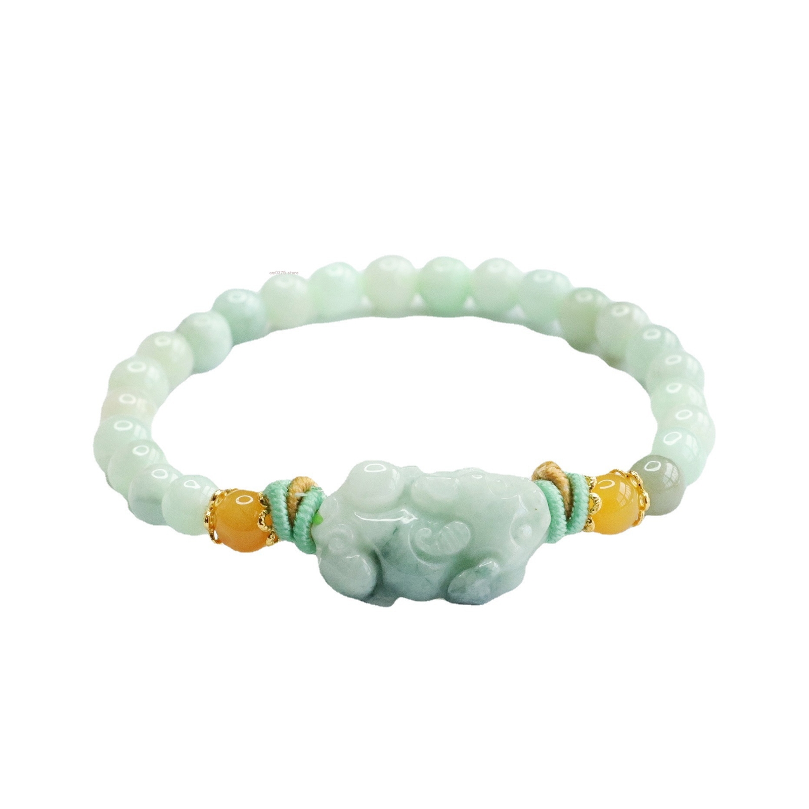 Natural A Grade Jadeite Beacelets Women’s 6mm Gemstone Bead Jade Pixiu Bracelet