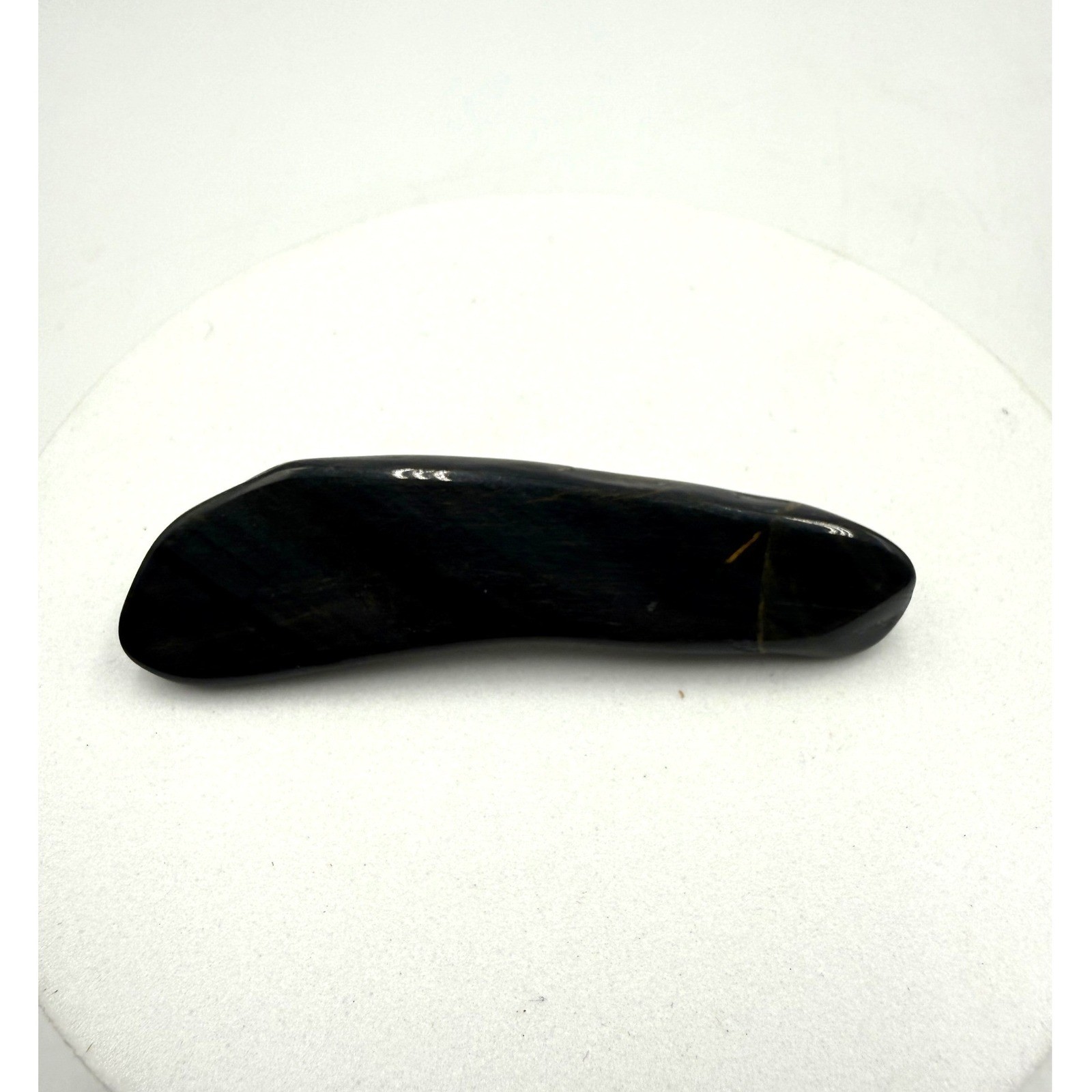 Vtg Blue Tigers Eye Hawk Eye Polished Stone Brooch Gold Tone Pin Organic Shape
