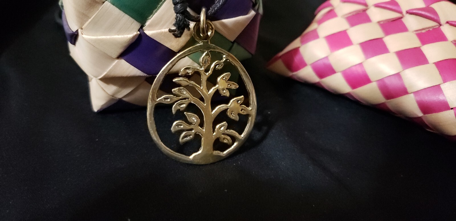 Handmade Southeast Asia Cambodia Ethnic tree design brass pendant necklace