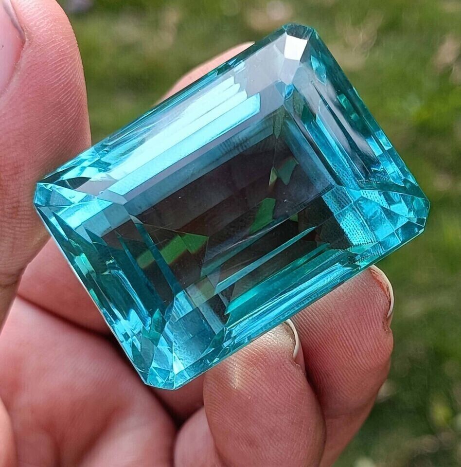 EGL Certified 106.55 Ct Natural Sky Blue Topaz Emerald Cut AAA+ Loose Gemstone