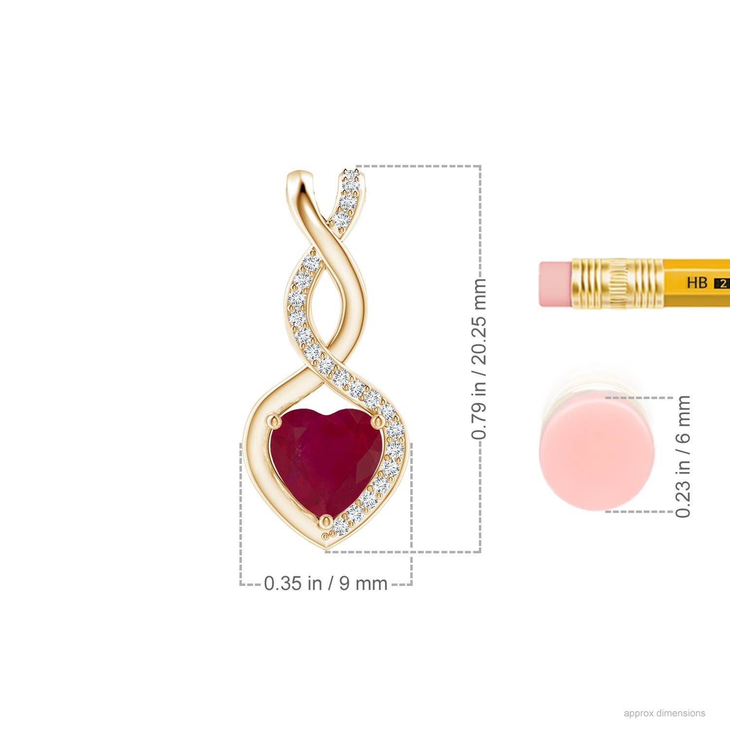 ANGARA Natural Ruby & Diamond Infinity Heart Pendant Necklace in 14K Yellow Gold