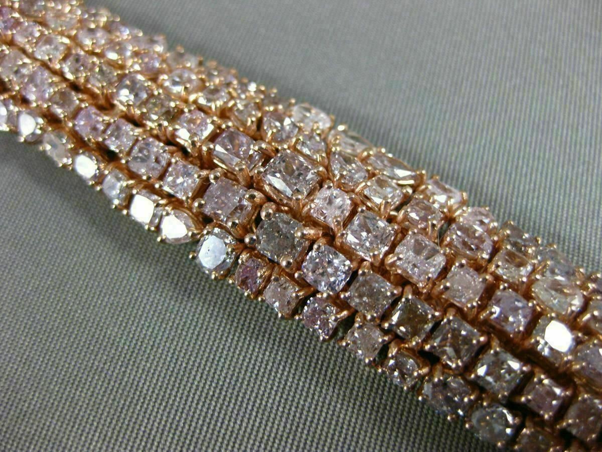 ESTATE LARGE 24.90CT PINK DIAMOND 18KT ROSE GOLD 3D MULTI ROW TENNIS BRACELET