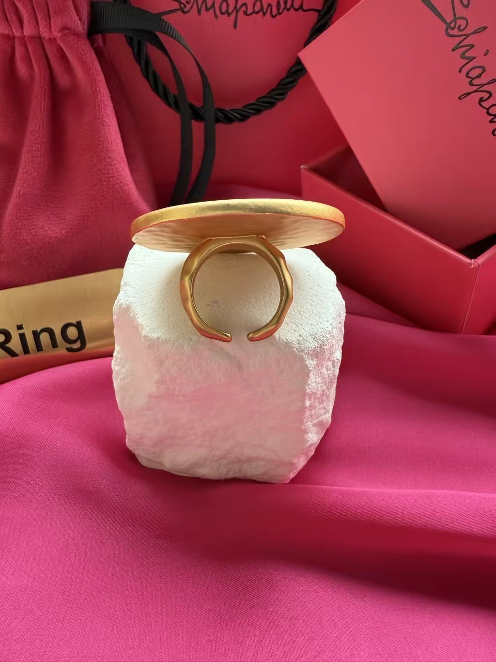 enamel white demon eye shaped open ring W jewelry dust bag