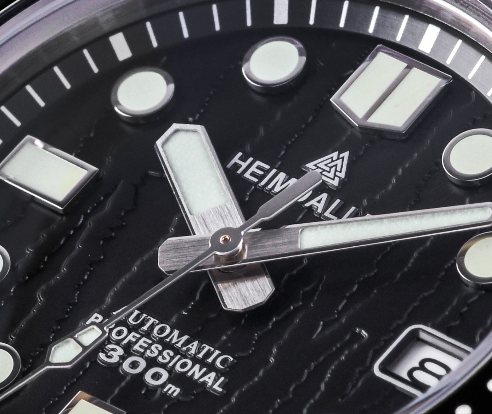 Heimdallr Black Textured MM300 NH35 300M Automatic Diver Watch Monobloc C3 44mm
