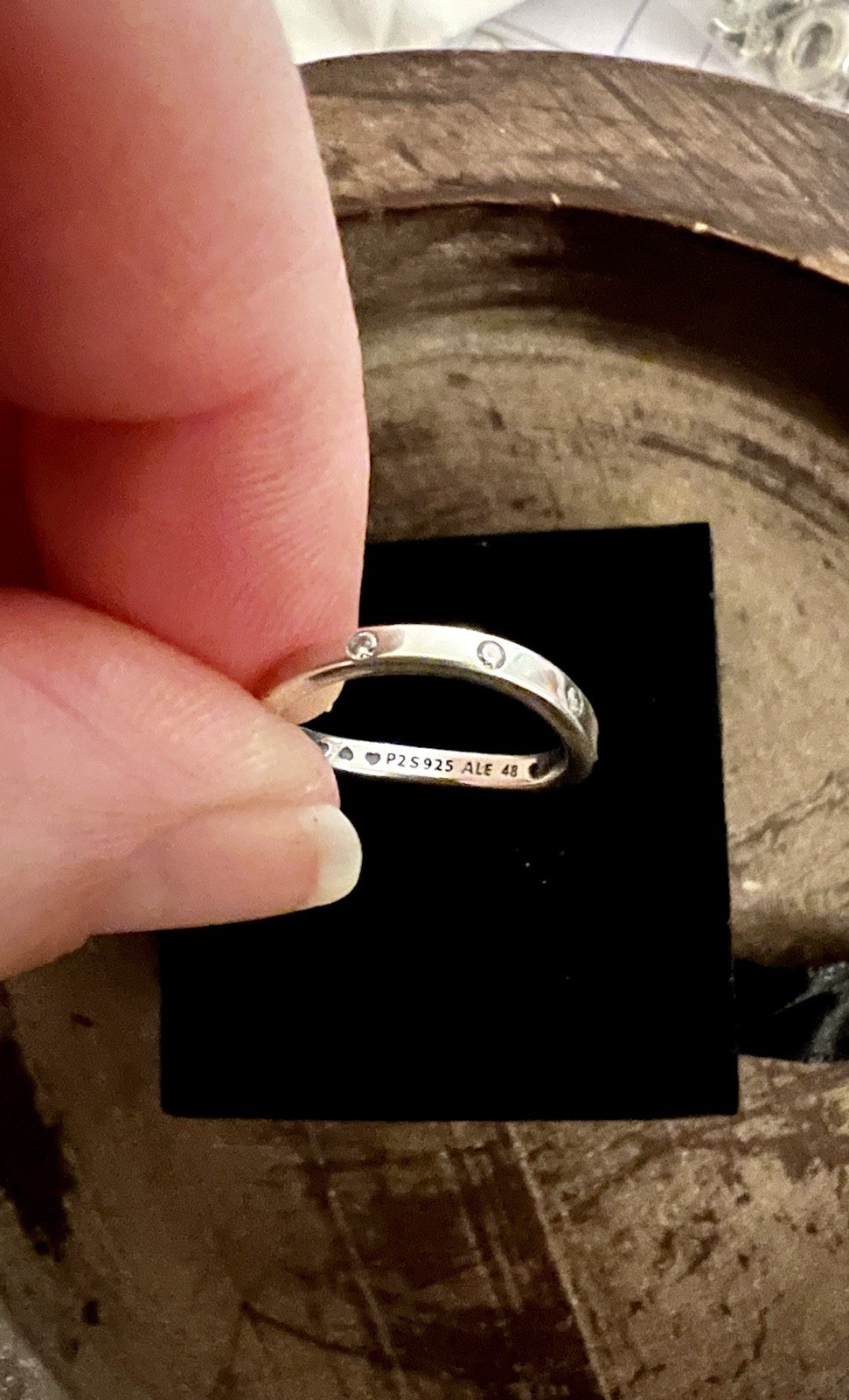 Pandora Ergonomic 925 Sterling Silver CZ Shimmering Ring. Size 48.