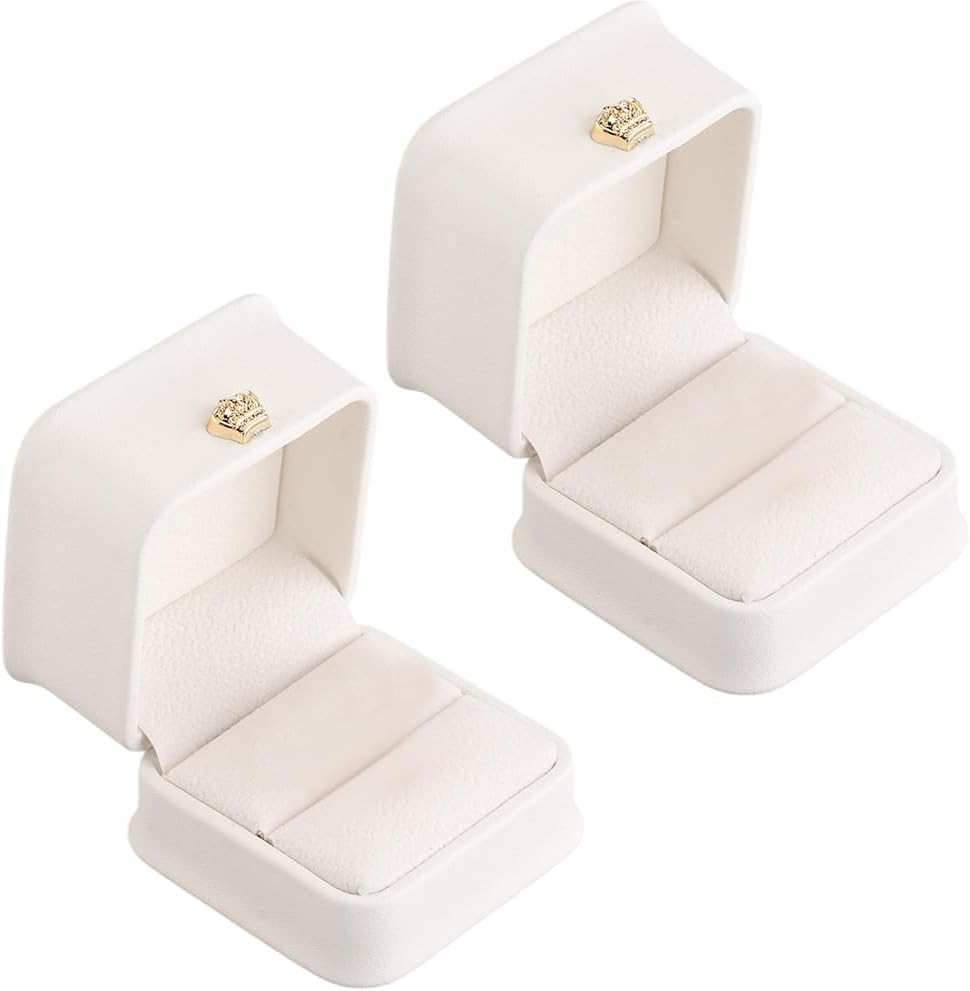 2PCS Small PU Leather Jewelry Organizer Box White Velvet Luxury Pendant