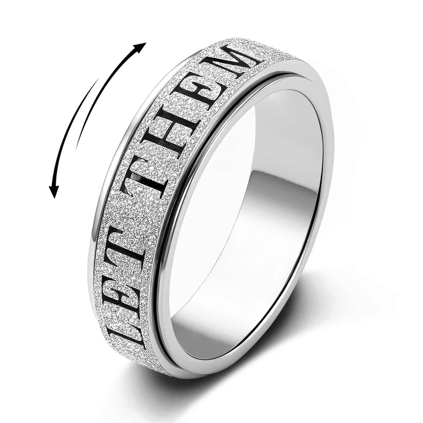 Adults Anxiety Ring for : Fidget Spinner Cute Let Them Symbol Thumb Ring Stai…