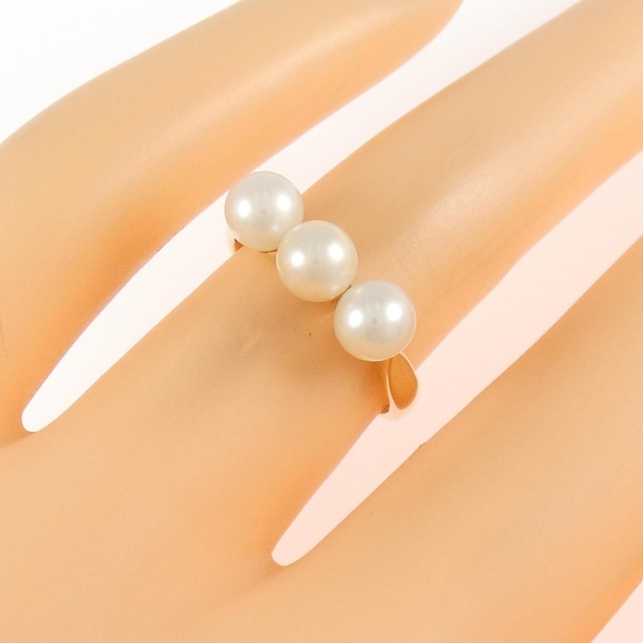 Authentic K18YG Akoya pearl ring #260-006-339-8052