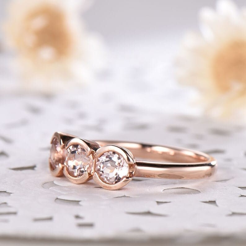 Moissanite Ring 💍 5x5mm Center with 4x4mm Side Stones | Diamond Look Ring