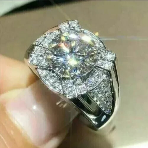 2.50Ct Round Lab Created Diamond Men’s Engagement Ring 14K White Gold Plated