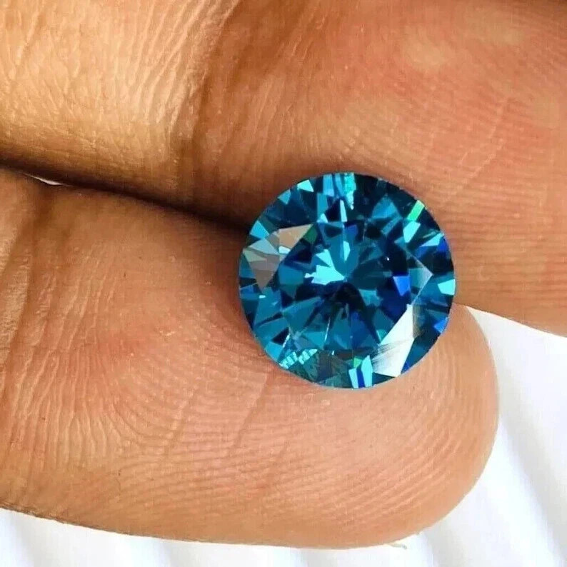 LAB GROWN 3CT BLUE DIAMOND ROUND CUT VVS1 CVD LOOSE CERTIFIED GEM