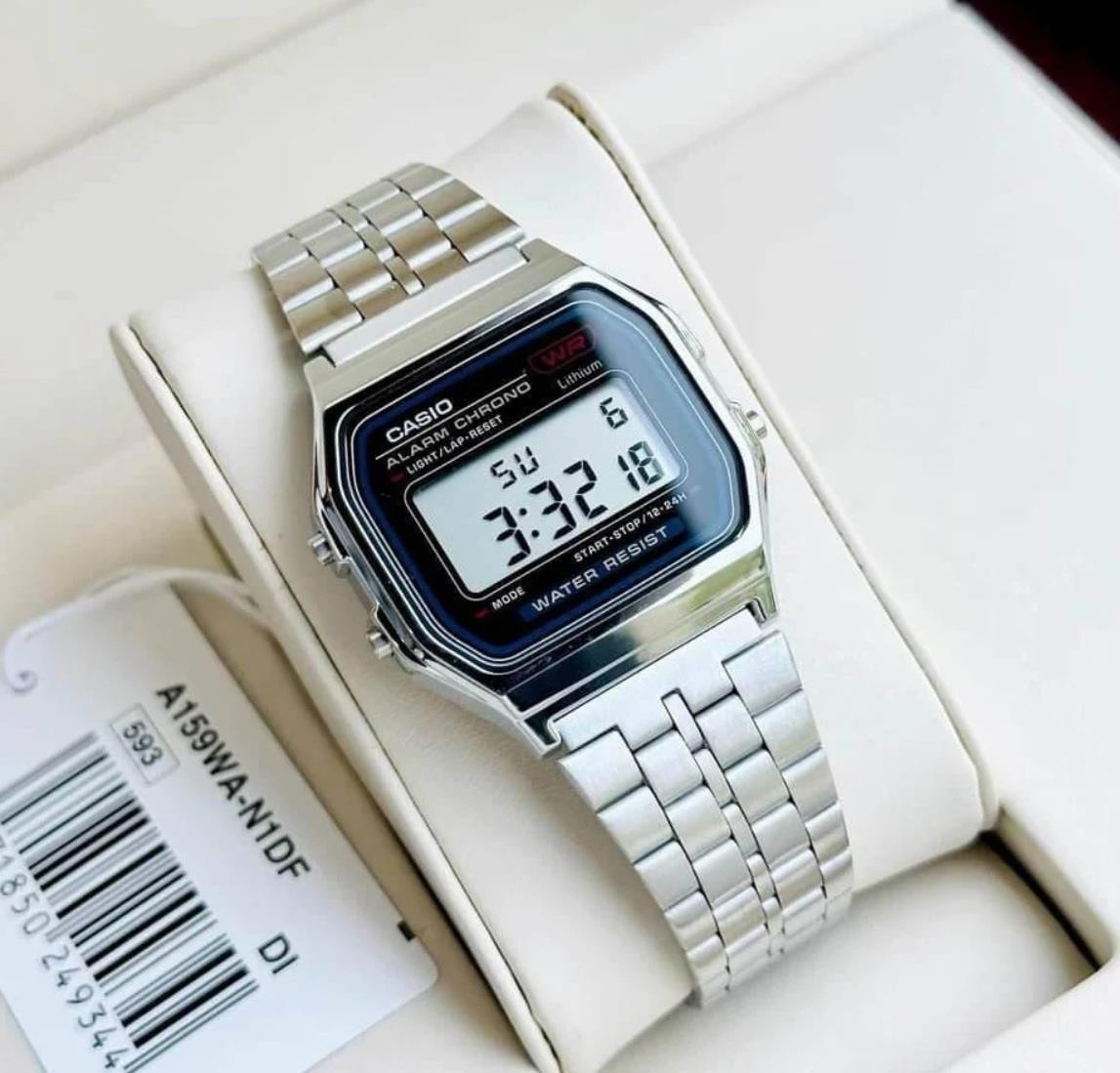 Casio A159WA-N1 Digital Stainless Steel Classic Design Chronograph Unisex Watch