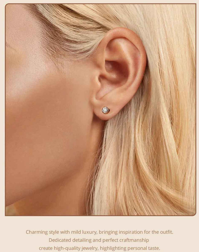 925 Sterling Silver Classical Round 0.1 CT moissanite Stud Earrings For Women