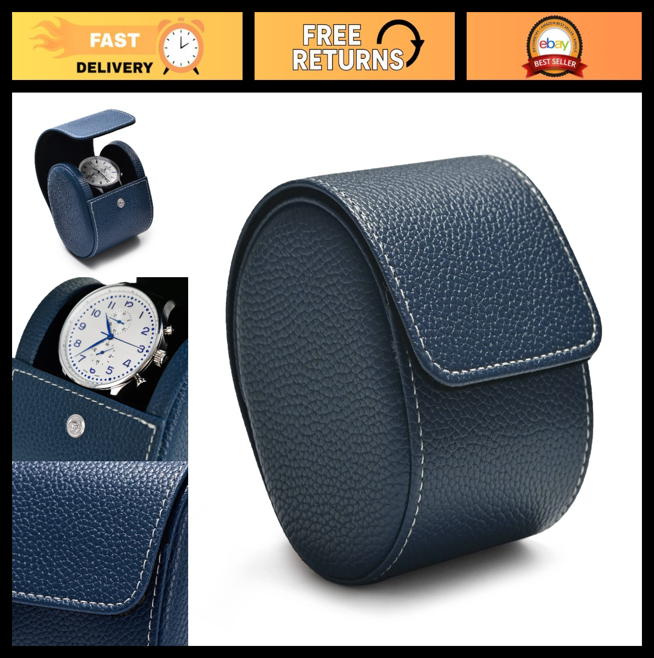 Luxury Leather Travel Watch Case – Portable Jewelry Organizer for Men & Women –
