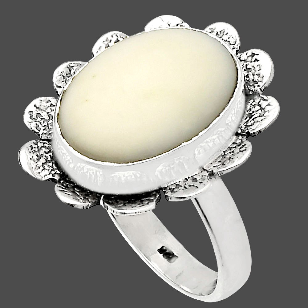 Natural White Opal 925 Sterling Silver Ring s.8.5 Jewelry R-1241