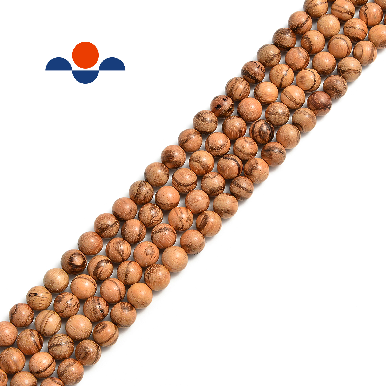 Light Brown Tiger Skin Sandalwood Smooth Round Beads 6mm 8mm 10mm 12mm 15.5′ Std