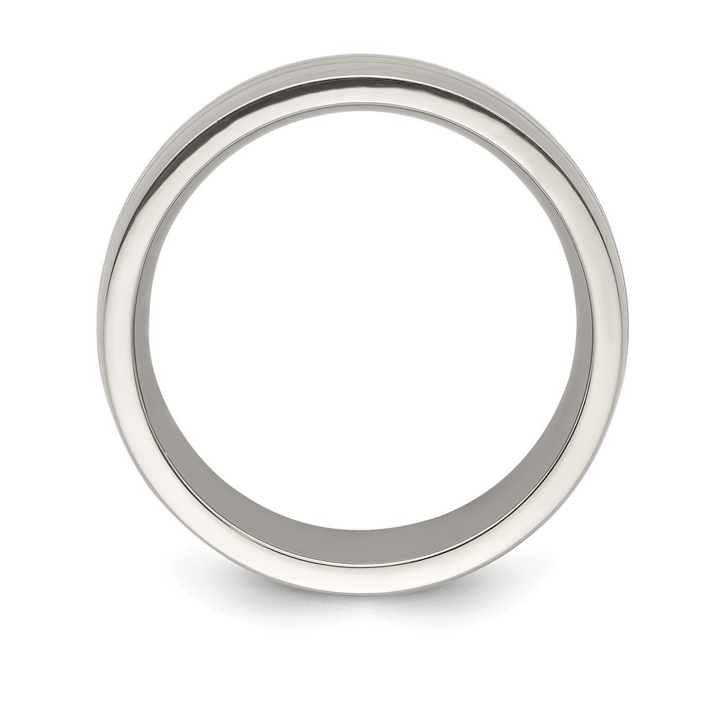 Titanium and Argentium Sterling Silver Brushed 9mm Band Ring Size 10 for Men’s