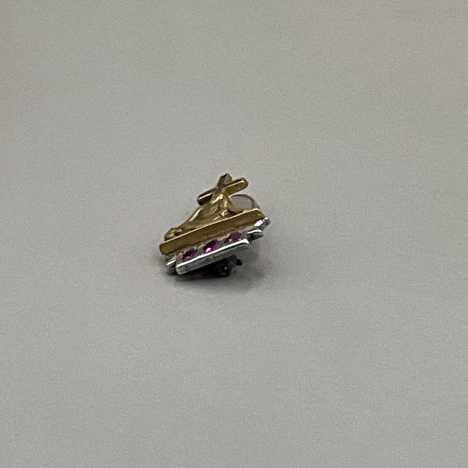 Lapel Pin 1/5 10K GF Gold Filled Ruby Religious Christianity Signed cTo