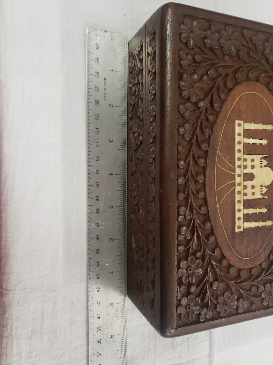 Taj Mahal Hand Carved Jewelry Trinket Keepsake Wooden Storage Box