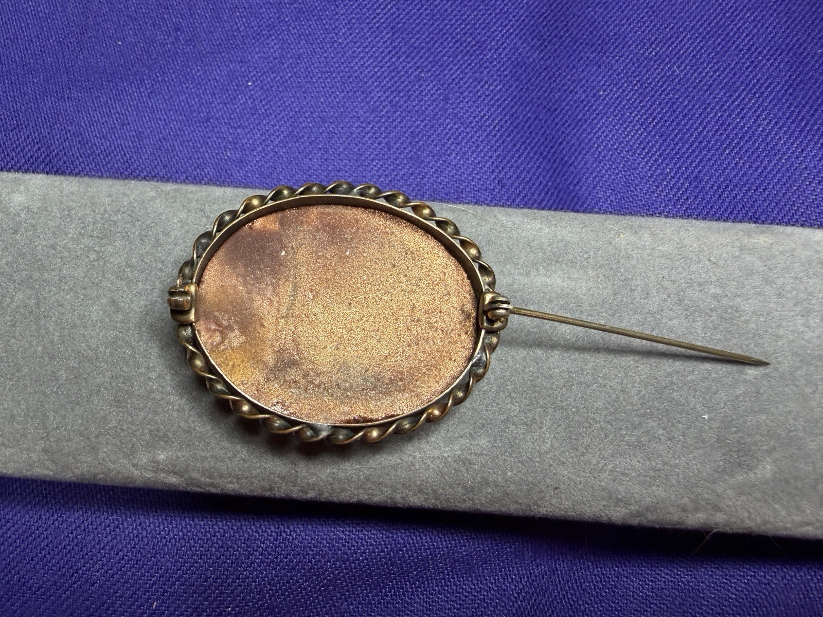 Vintage Italian Pietra Dura Micro Mosaic Floral Brooch Pin Goldstone Setting