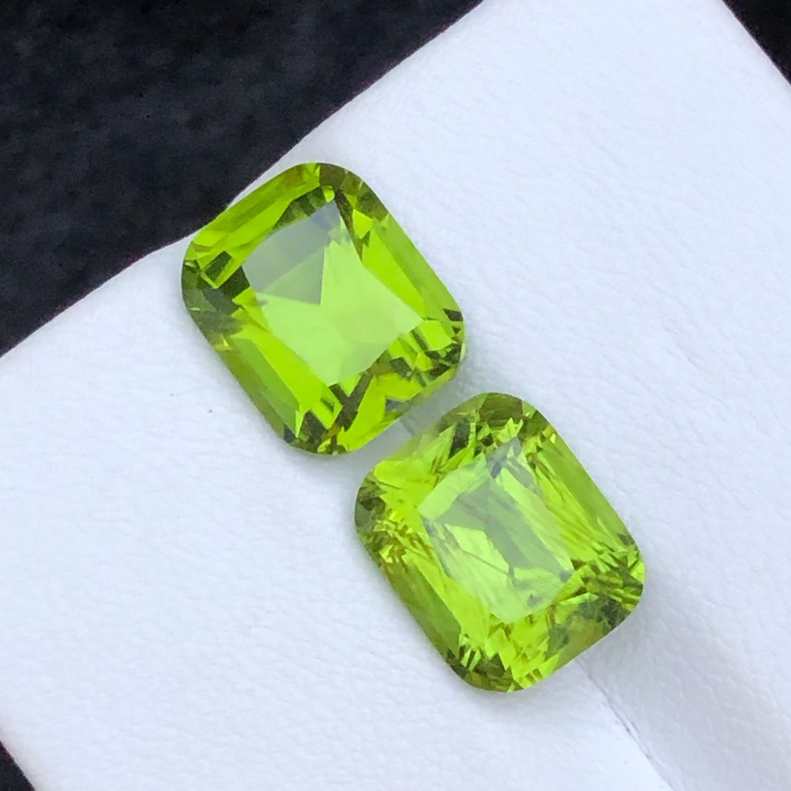10.35 carat Natural Green Peridot pair with Cushion cut origin from Pakistan