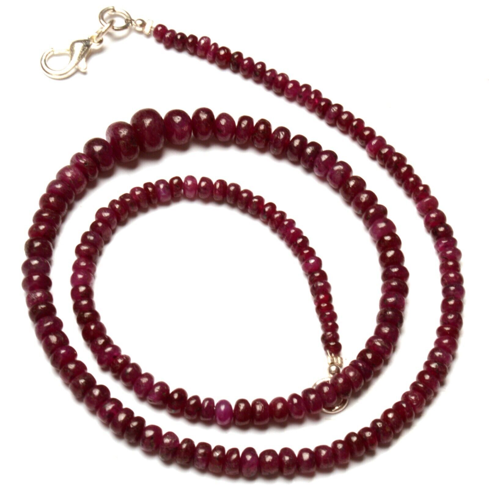 Natural Ruby Gemstone 3 to 6 mm Size Smooth Rondelle Shape Beads 16.5″ Necklace