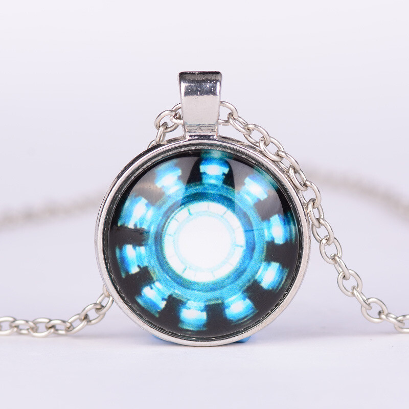 Superhero Batman Superman Cabochon Iron Man Alloy + Glass Chain Pendant Necklace