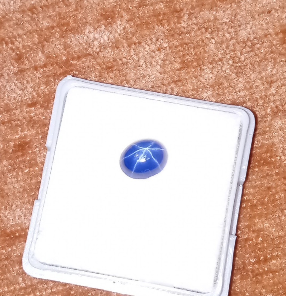 1.35ct Blue Star Sapphire 6 Rays GGIJ Certificate Oval Cabachon Diffused
